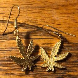 Gold-Plated “Leaf” Charm Earrings 