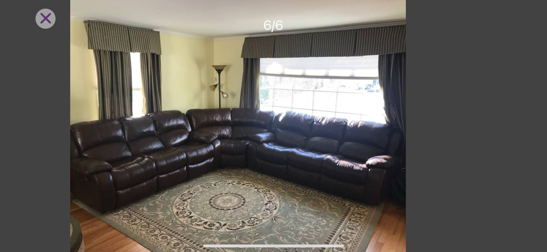 Luxury brown leather sectional recliner sofa - excellent condition