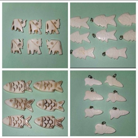 Carved Bone Pendants & Beads