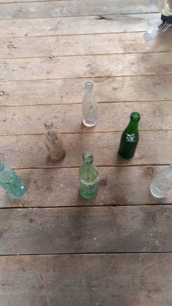 Vintage Coca Cola, Coke, Teem, Dr. pepper bottles