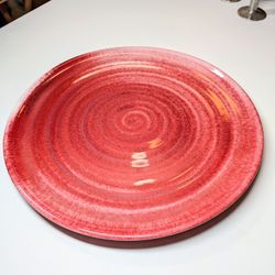 Large Vintage Ceramic Plate, Handmade 