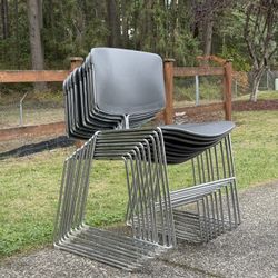 LOT OF 9 Vintage Steelcase Max-Stacker Chair MCM Atomic Chrome Stack Master