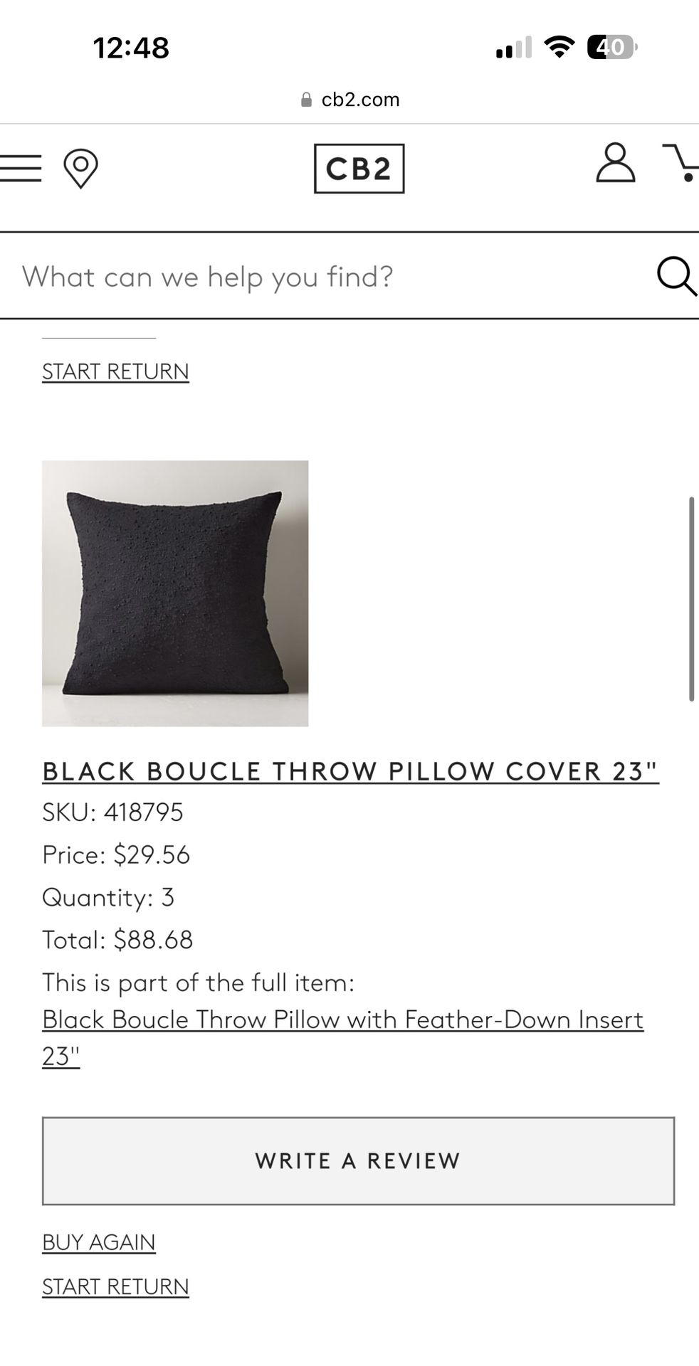 Set Of Black Boucle Pillows
