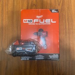 (1) New Milwaukee M18 Fuel Brushless 1/2” Hammer Drill/Driver (2904-20) & M18 5.0 Ah battery
