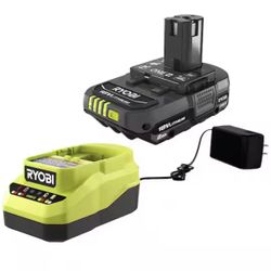 RYOBI ONE+ 18V Lithium-Ion 2.0 Ah Compact Battery and Charger Starter Kit