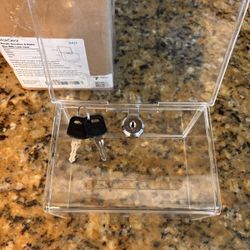 Acrylic Donation Box with Lock and Sign Holder, Clear (6.2" x 4.5" x 4") with Lock - Clear