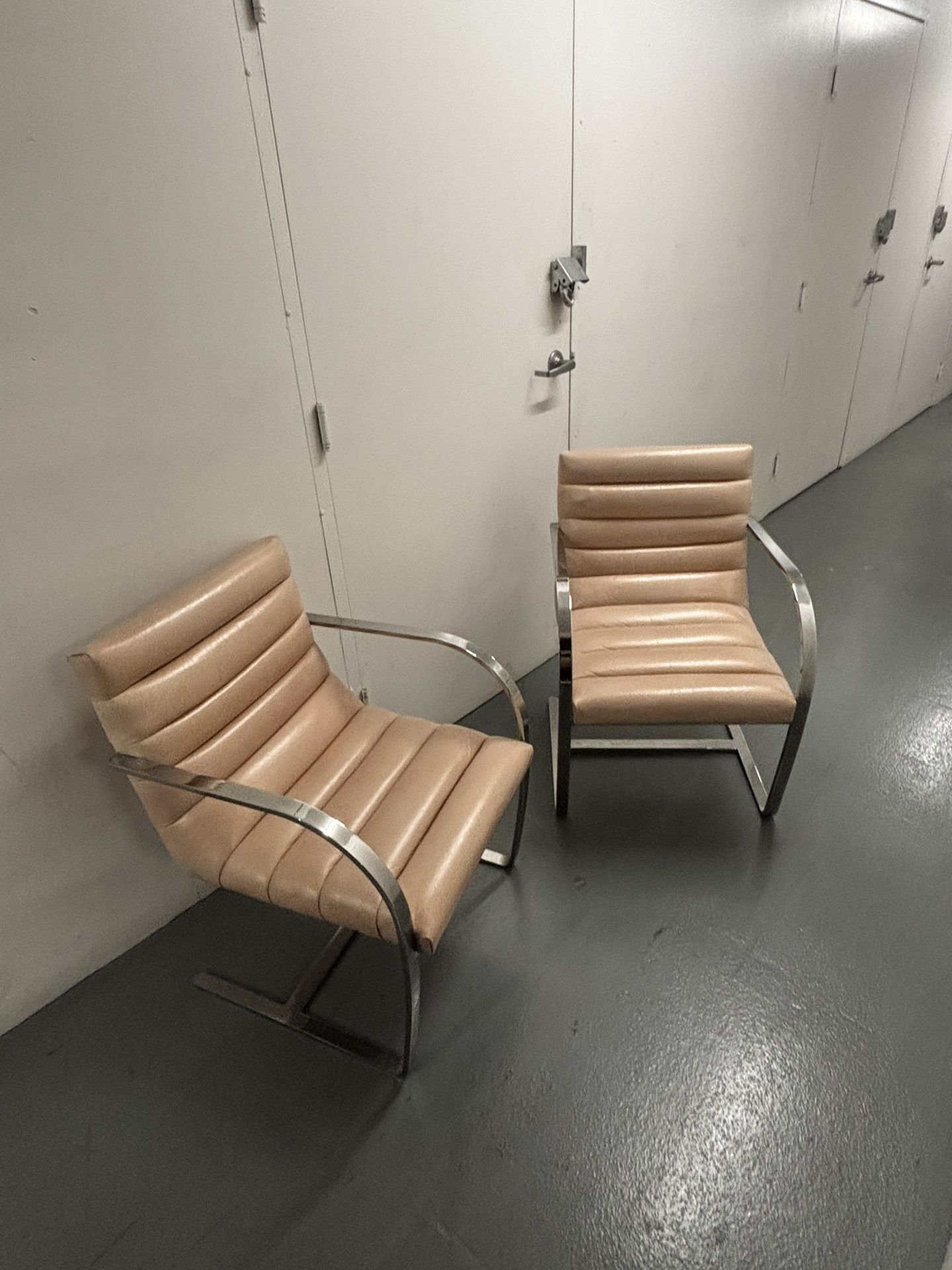2 x Metal & Leather Chairs
