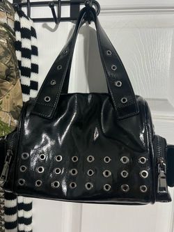 black leather handbag purse
