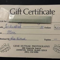 Photography Gift Certificate 