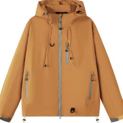 Men's & women’s Windproof Winter Jacket with Temperature Locking Zipper Front, Hooded Single-Layer Raincoat for Cycling & Outdoor Sports Coat, Machine