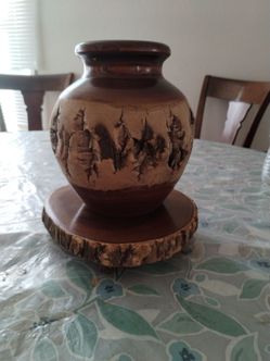 Unique Vintage MCM Burl Wood Handmade Turned Vase