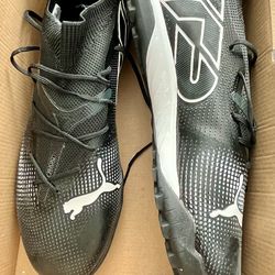 PUMA Future 7 Match Turf Soccer Cleats in black and white