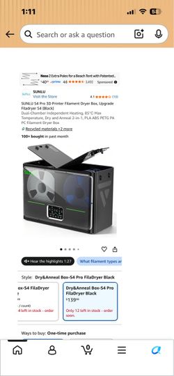 Sunlu filadryer s4 3d printing dryer
