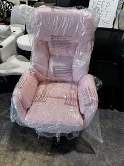 Criss Cross Office Chair with Wheels,Flip-Up Arms and Footrest, Pink