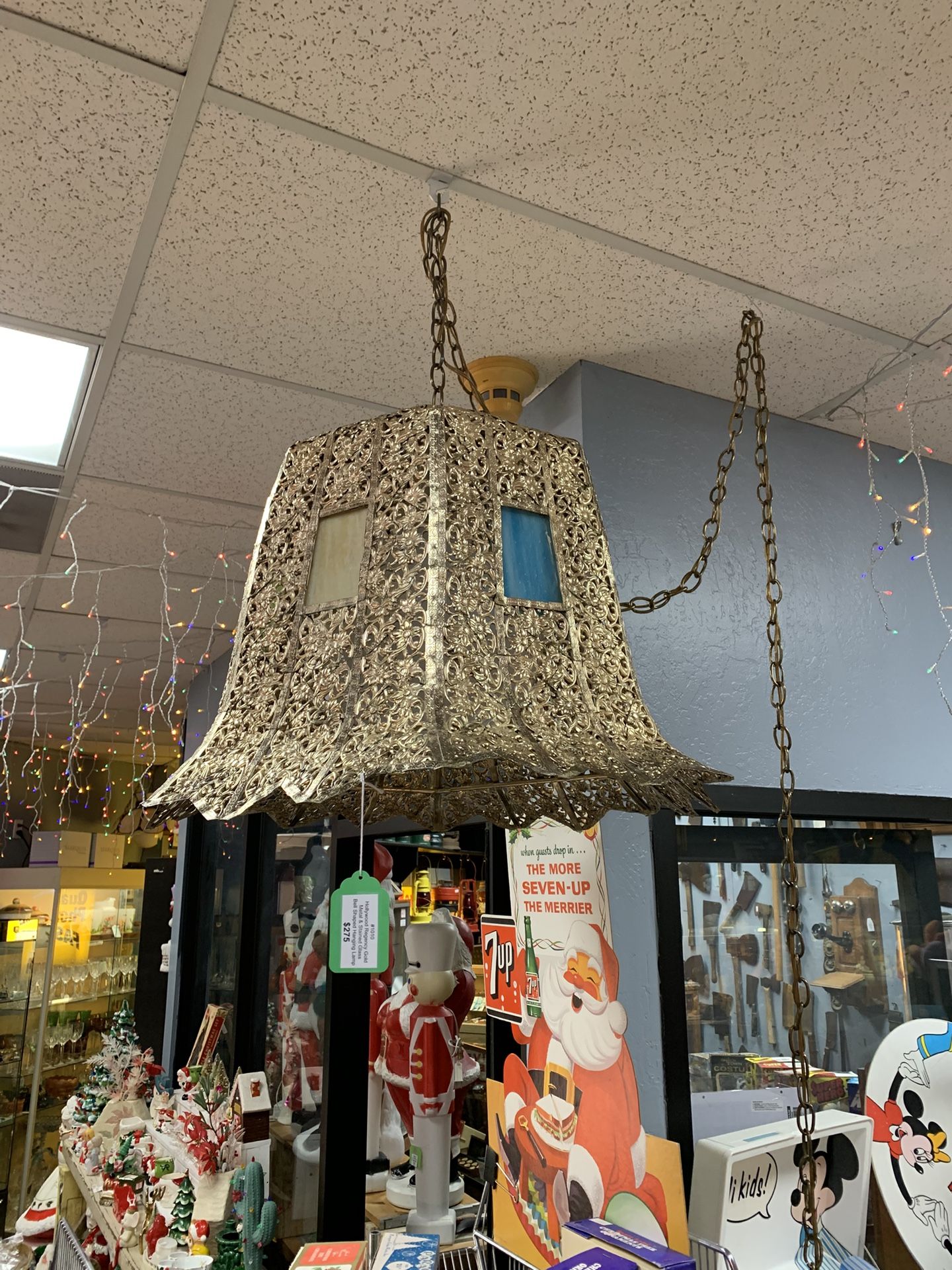 Hollywood Regency Gold Bell Shaped Hanging Lamp,All Products : American Fashion Style Bags On Sale