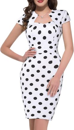 👗 Polka Dot Vintage Ball Prom Dress – White | Size S 👗