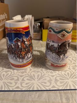 Budweiser pair of holiday Steins