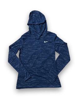(Small) Nike Dri-Fit Women's Hooded Long Sleeve Top Navy Space Dye NWOT