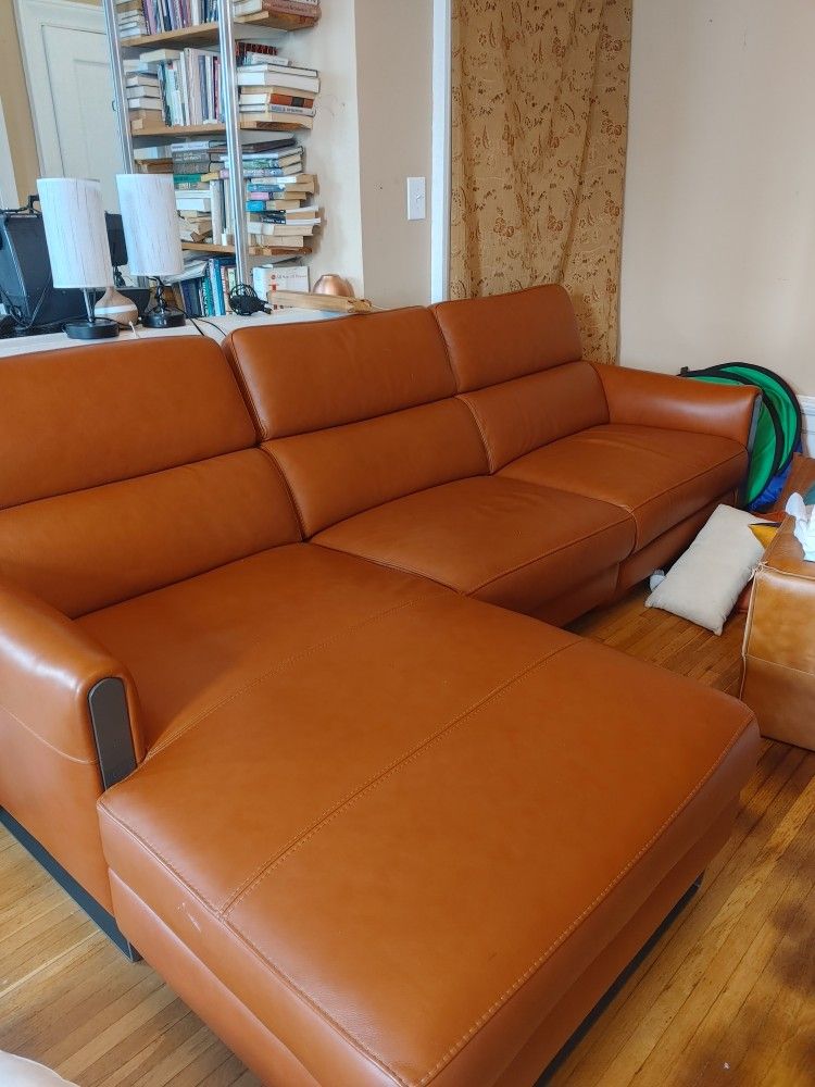 Leather Sofa With Power Recliner