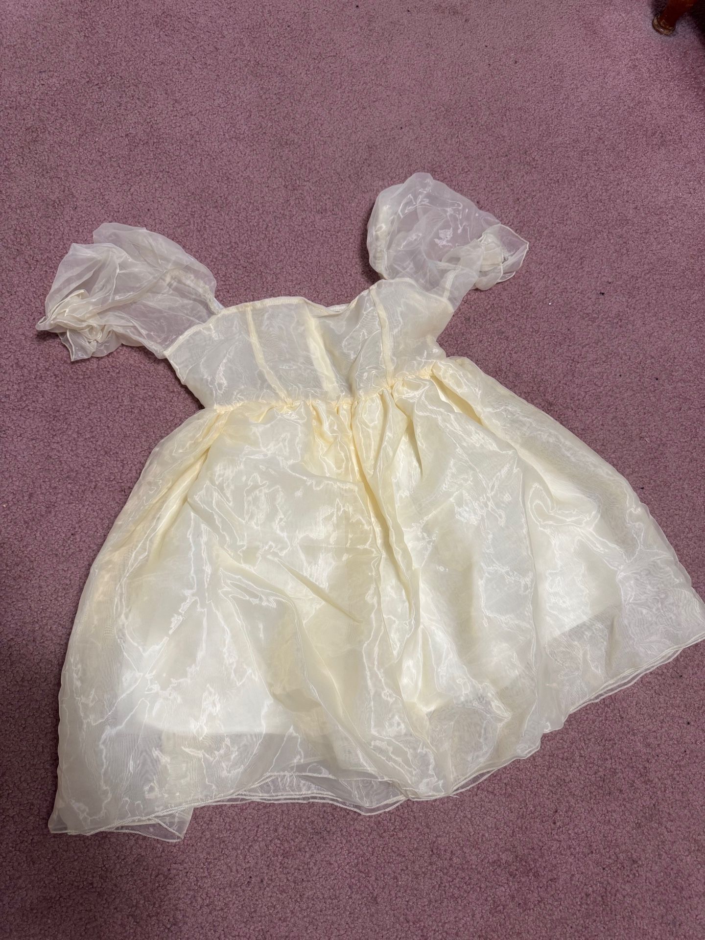 New Small yellow cream poof sleeve short fairy princess boho dress gown costume