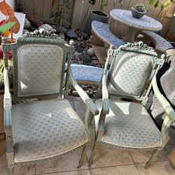 Antique Carved Wood Chairs Set Of 2