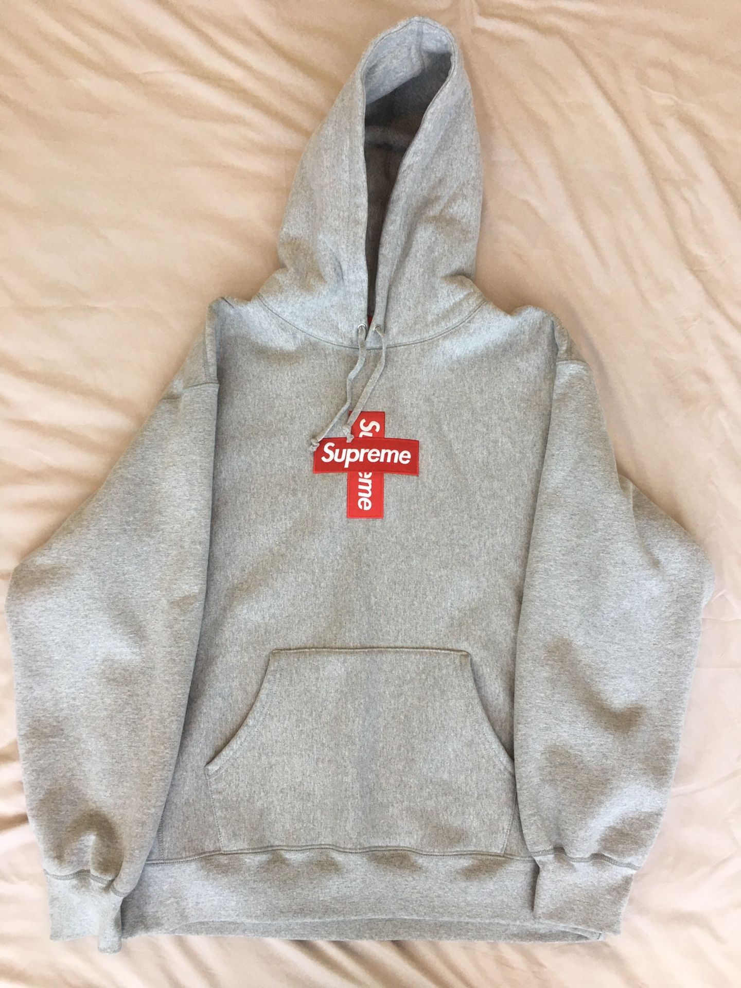 Supreme Cross Box Logo Hooded Sweatshirt Large Gently Worn