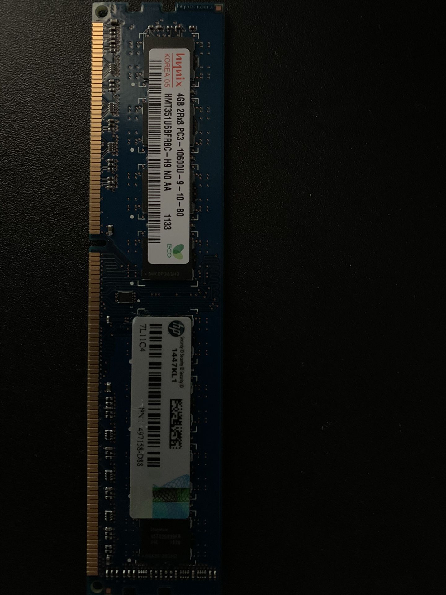 Computer Desktop Memory Ram 4Gb 2Rx8 pc3 10600U