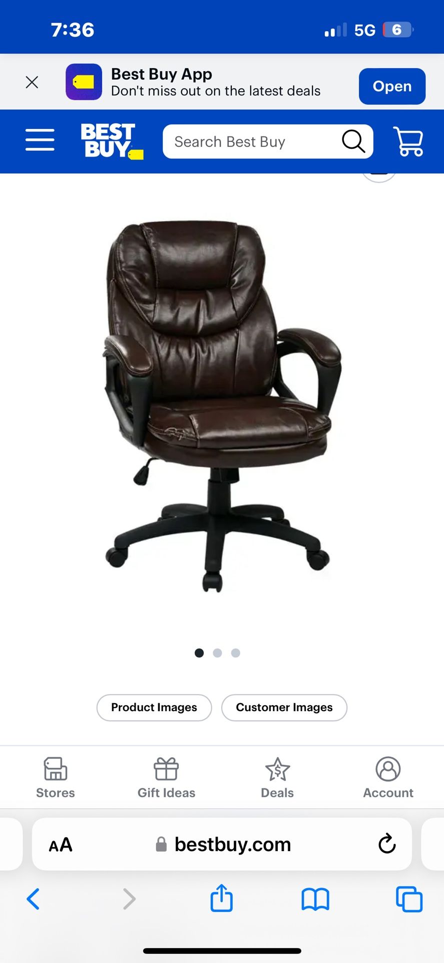 Office Star Furniture Faux Leather Manager's Chair Chocolate Color