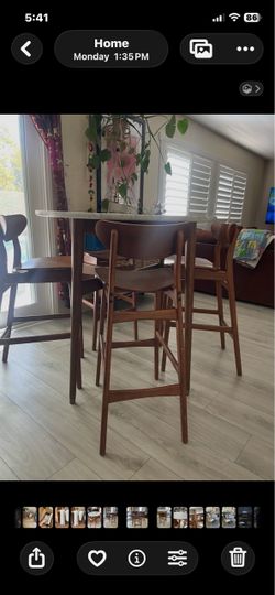 Mid-Century Modern Bar Table with Stools