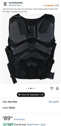 Tactical Vest for Men Airsoft Vest Youth Adjustable Molle Vest Fit Adult Cosplay Costumes