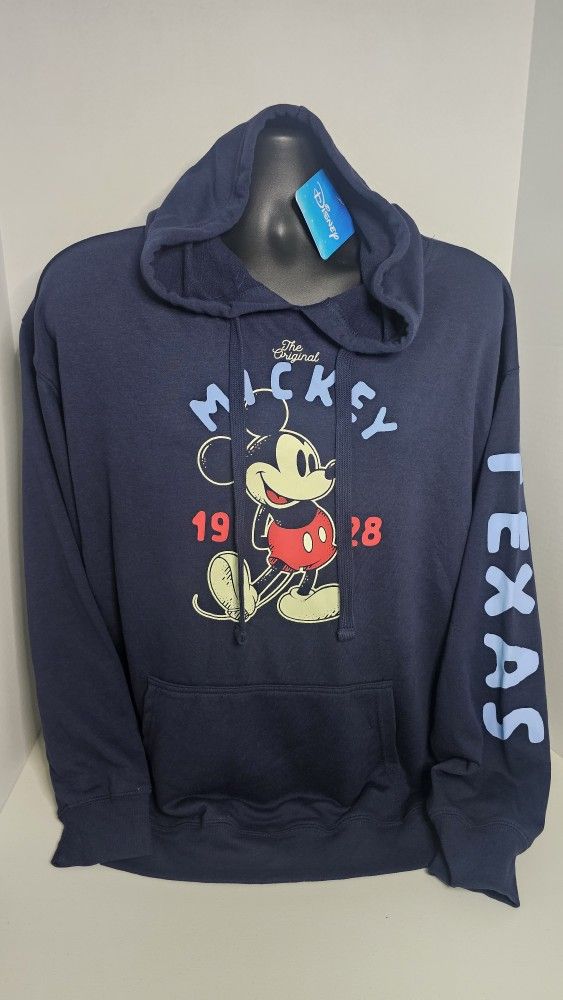 Disney The Original Mickey Mouse "Texas" Hoodie W Pockets Small
