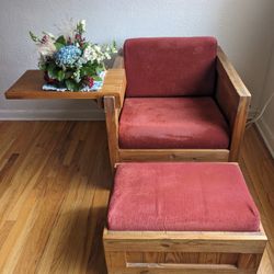 Modern Handcrafted Wooden Chair w/ Ottoman