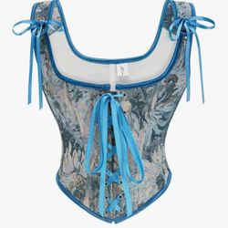 Large Womens Sexy Vintage 1920s Renaissance Lace Trim Corset Bustier