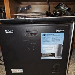 Computer tower and keyboard 