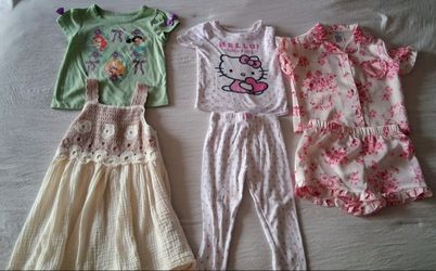 Adorable Girls' Clothing Bundle: Disney Princess, Hello Kitty, Dress & PJs