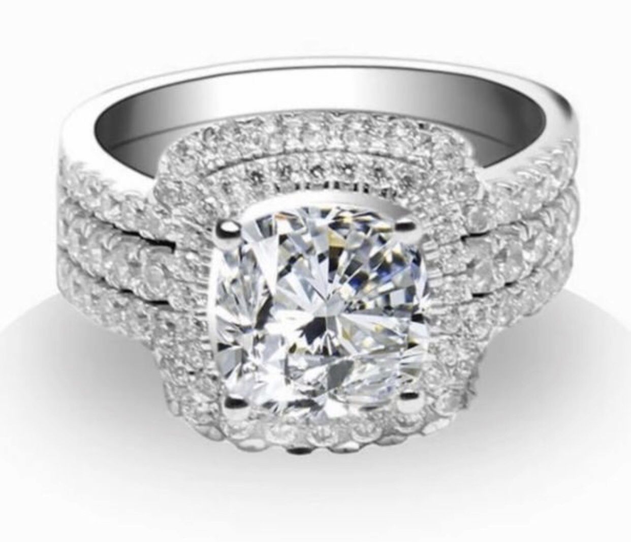 New 10 k white gold wedding ring set engagement ring