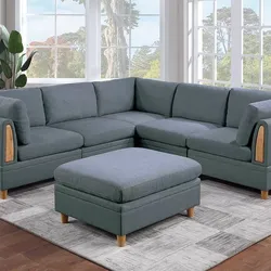 Brand New Grey Super Plush Modular Design Sectional Sofa w Ottoman