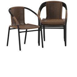 4 Pack Medium Brown Rattan Indoor-Outdoor Chairs
