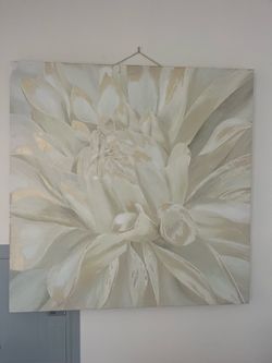 Large White Flower Canvas Wall Art