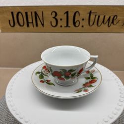 Vintage Teleflora Gift Strawberries Tea Cup & Saucer
