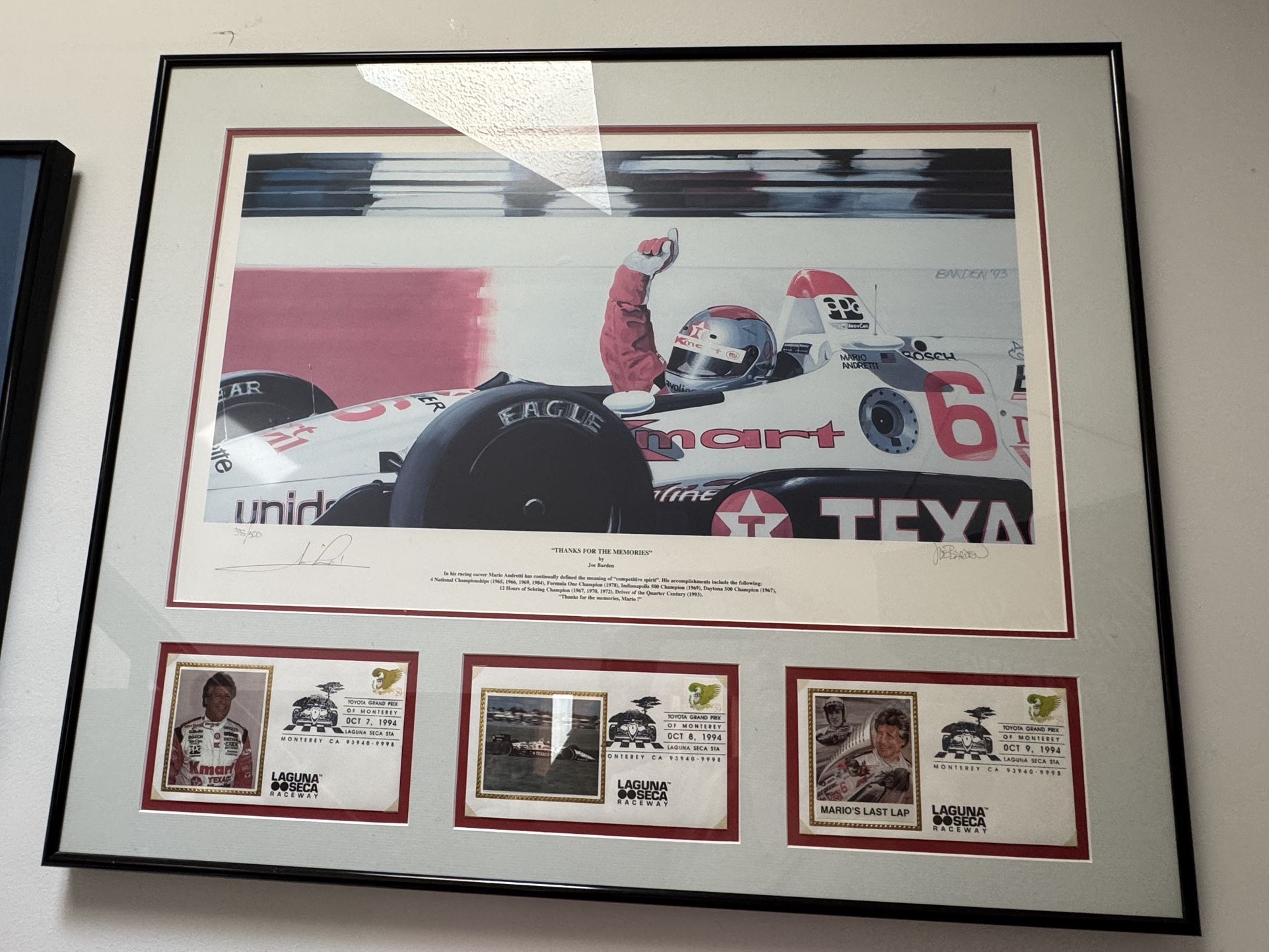 Mario Andretti Last Lap “thanks For The Memories” Indy 500 Indy Car Series