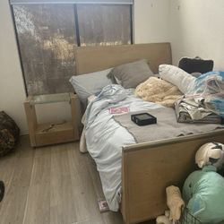 Marge Carson Queen Bed With Matching Light Up End Table 