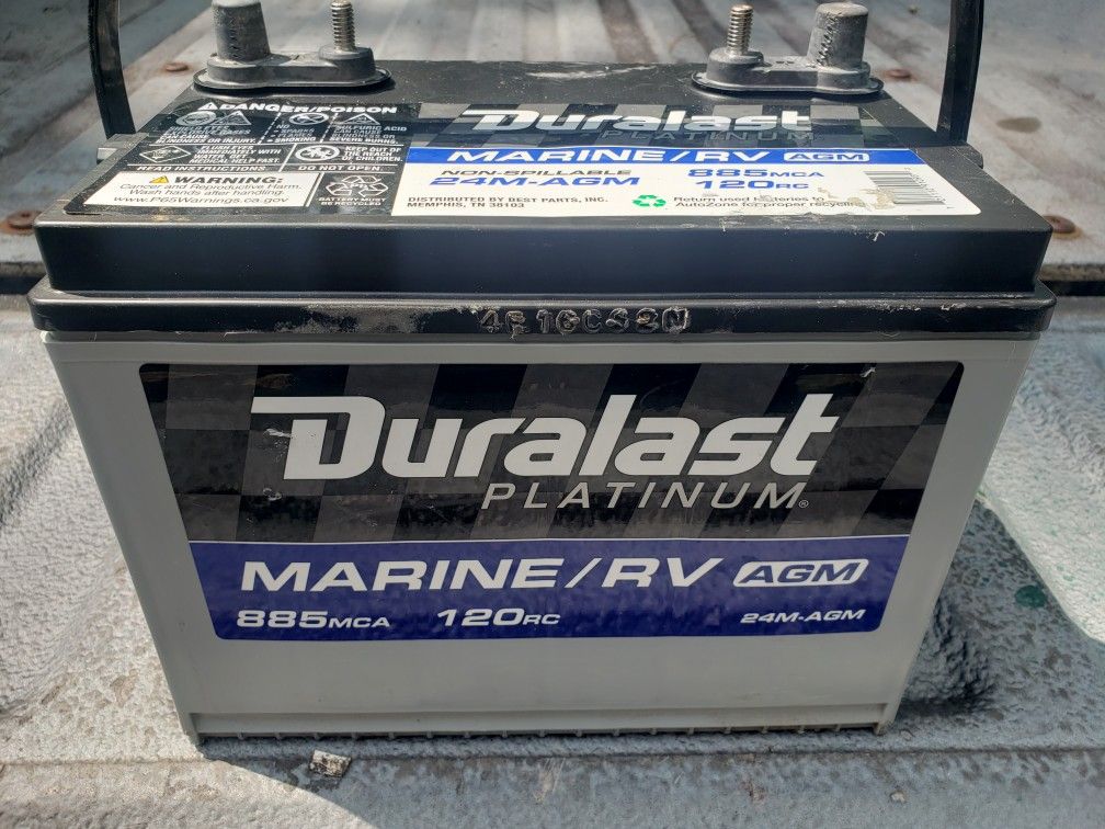 Duralast Platinum AGM Marine Deep Cycle Group 24 Battery Perfect Condition 1yr Warranty