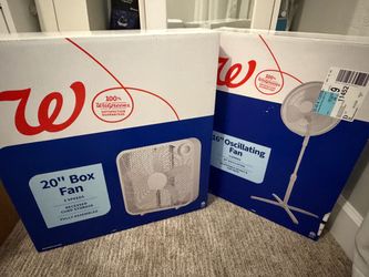 Set of two fans one box fan one oscillating fan new