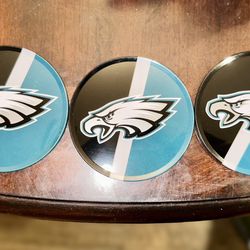 Philadelphia Eagles NFL Round Metal/Cork Coasters by Encore W/Tin Set of 5