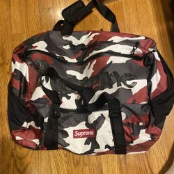 Red Camo Supreme Duffle Bag