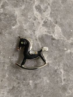 Vintage Horse Pin Black and Silver