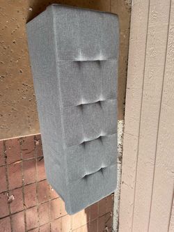 Gray Tufted Fabric Storage Bench