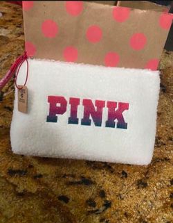 PINK limited edition cozy plush fleece beauty makeup bag