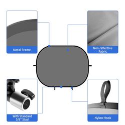 5x6.6ft Blue Grey Backdrop for Photography, 2-in-1 Pop Up Collapsible